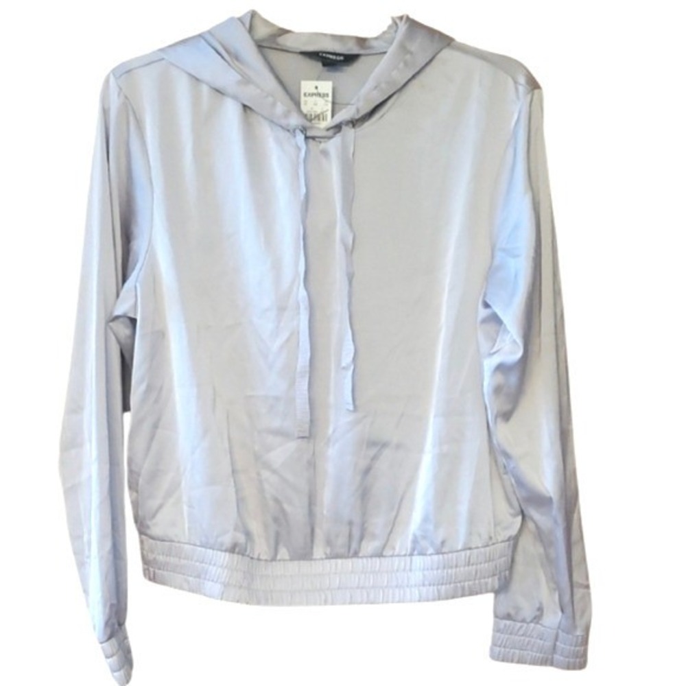 Express NWT Women Silky Silver Lavender Lightweight Hoodie‎ Pullover Size Medium